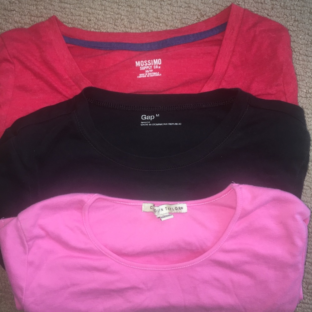 Bundle of 3 plain red,back & pin shirts